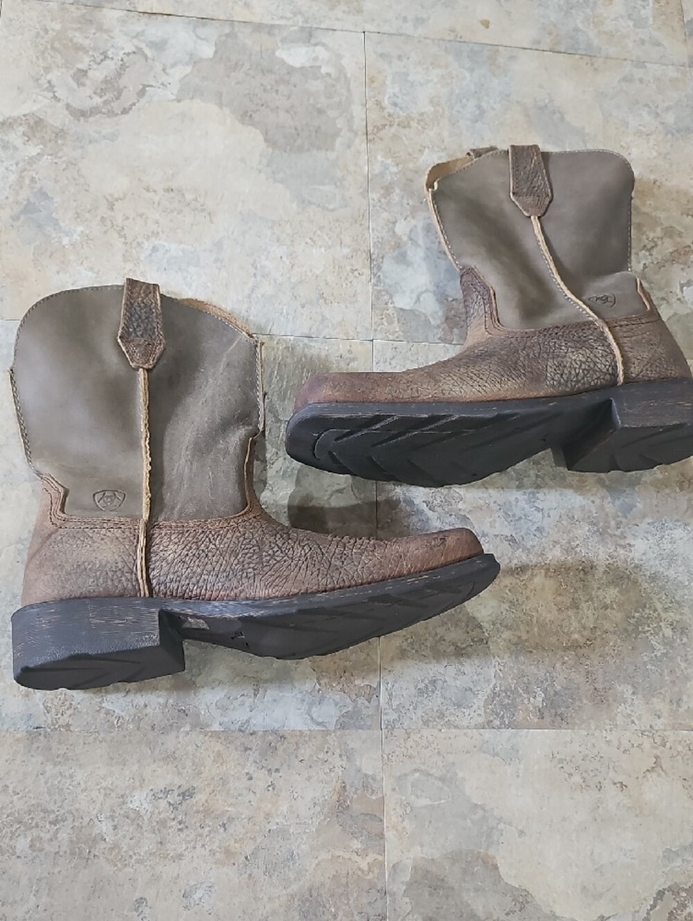 Ariat Brown Leather Mens Two-Tone Pull-On Western Boots - Picture 2 of 16